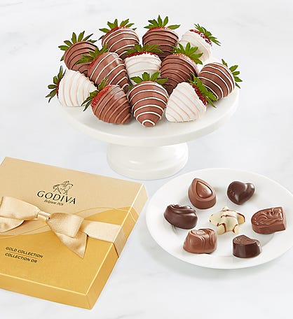 Godiva® 19pc Ballotin & Mother's Day Drizzled Strawberries™